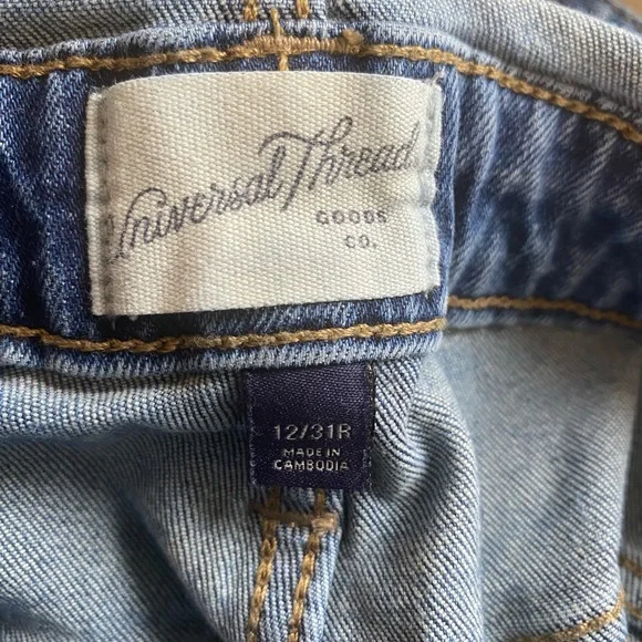 Universal Thread Light Blue Denim Overalls Size 12 / 31R Pockets Button Side EUC - Picture 6 of 9